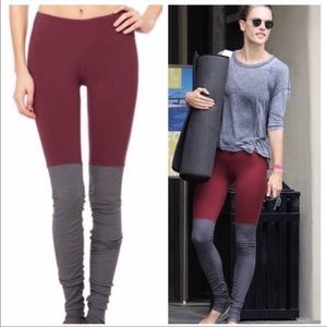Alo Yoga Goodness Ribbed Leggings Small Maroon Gray